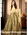 Beige And Green Embroidered Work Faux Georgette Lehenga Choli