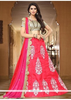 Art Silk Hot Pink Embroidered Work Lehenga Choli