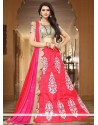 Art Silk Hot Pink Embroidered Work Lehenga Choli