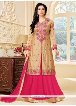 Beige Long Choli Lehenga