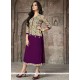 Purple Print Work Rayon Party Wear Kurti