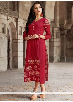 Rayon Red Party Wear Kurti