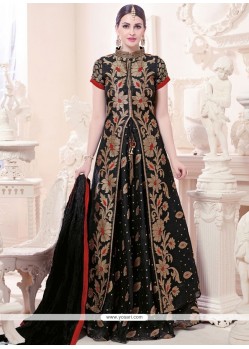 Black Embroidered Work Long Choli Lehenga