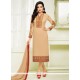 Resham Work Beige Faux Georgette Churidar Designer Suit