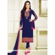 Faux Georgette Navy Blue Resham Work Churidar Designer Suit