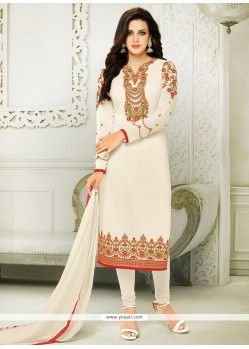 Faux Georgette Embroidered Work Churidar Designer Suit