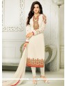 Faux Georgette Embroidered Work Churidar Designer Suit