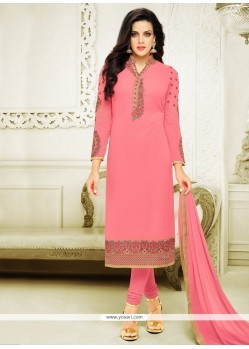 Faux Georgette Pink Churidar Designer Suit