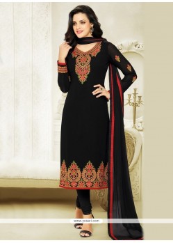 Black Embroidered Work Churidar Designer Suit