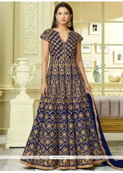 Gauhar Khan Navy Blue Floor Length Anarkali Suit