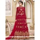 Embroidered Work Red Floor Length Anarkali Suit