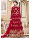 Embroidered Work Red Floor Length Anarkali Suit