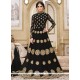 Embroidered Work Faux Georgette Black Floor Length Anarkali Suit