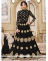 Embroidered Work Faux Georgette Black Floor Length Anarkali Suit