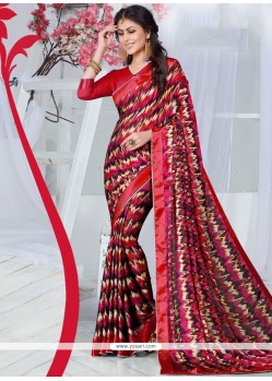 Fancy Fabric Print Work Printed Saree