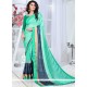 Fancy Fabric Sea Green Printed Saree