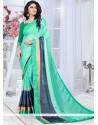 Fancy Fabric Sea Green Printed Saree