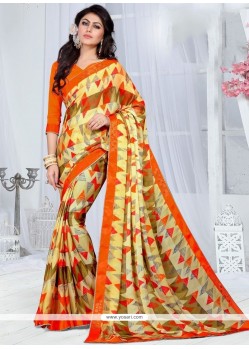 Multi Colour Print Work Fancy Fabric Printed Saree