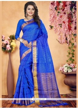 Blue Woven Work Traditional Saree