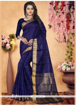 Woven Work Navy Blue Traditional Saree