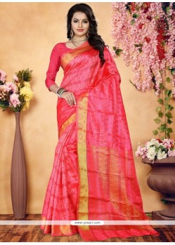 Rose Pink Art Silk Traditional Designer Saree