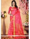 Rose Pink Art Silk Traditional Designer Saree