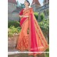 Hot Pink And Orange Faux Georgette Shaded Saree