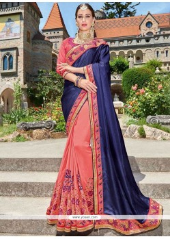 Faux Georgette Embroidered Work Designer Half N Half Saree