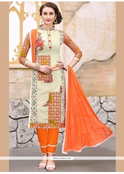 Embroidered Work Cotton Churidar Suit