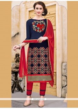 Embroidered Work Churidar Suit