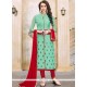 Embroidered Work Sea Green Churidar Suit