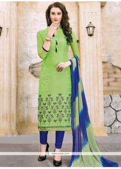 Embroidered Work Cotton Churidar Suit