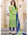 Embroidered Work Cotton Churidar Suit