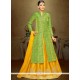 Green And Yellow Long Choli Lehenga