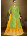 Green And Yellow Long Choli Lehenga