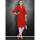 Print Work Rayon Maroon Casual Kurti