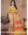 Mustard Weaving Work Art Silk Designer Traditional Saree