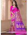 Art Silk Hot Pink Weaving Work Designer Traditional Saree