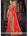 Resham Work Red Banarasi Silk Designer Traditional Saree