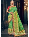 Green Resham Work Banarasi Silk Designer Traditional Saree