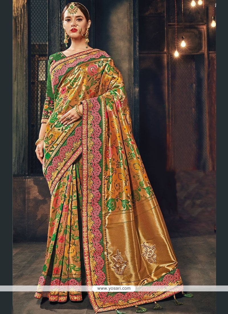 Buy Traditional Banarasi Silk Saree - Rani Hand Work Embroidered Saree –  Empress Clothing