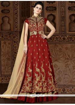 Art Silk Embroidered Work Floor Length Anarkali Suit