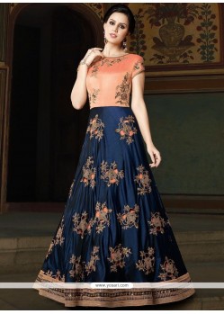 Lace Work Navy Blue Floor Length Anarkali Suit