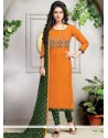 Orange Cotton Churidar Suit