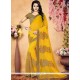 Patch Border Work Yellow Faux Georgette Designer Saree