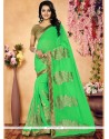 Faux Georgette Green Patch Border Work Saree