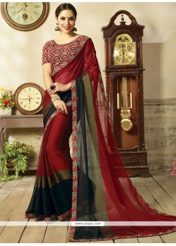 Fancy Fabric Embroidered Work Shaded Saree