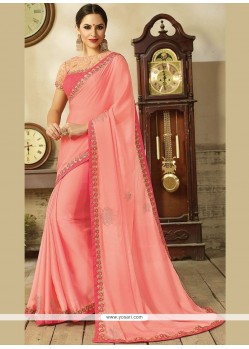 Satin Silk Pink Designer Traditional Saree