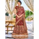 Patch Border Work Maroon Lehenga Saree