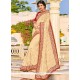 Off White Embroidered Work Faux Georgette Classic Designer Saree